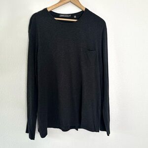 Vince Black Crewneck Long Sleeve Tee with Pocket Size XXL
